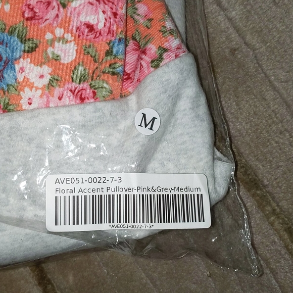 Floral Accent Pullover-Pink & Grey - Picture 5 of 5